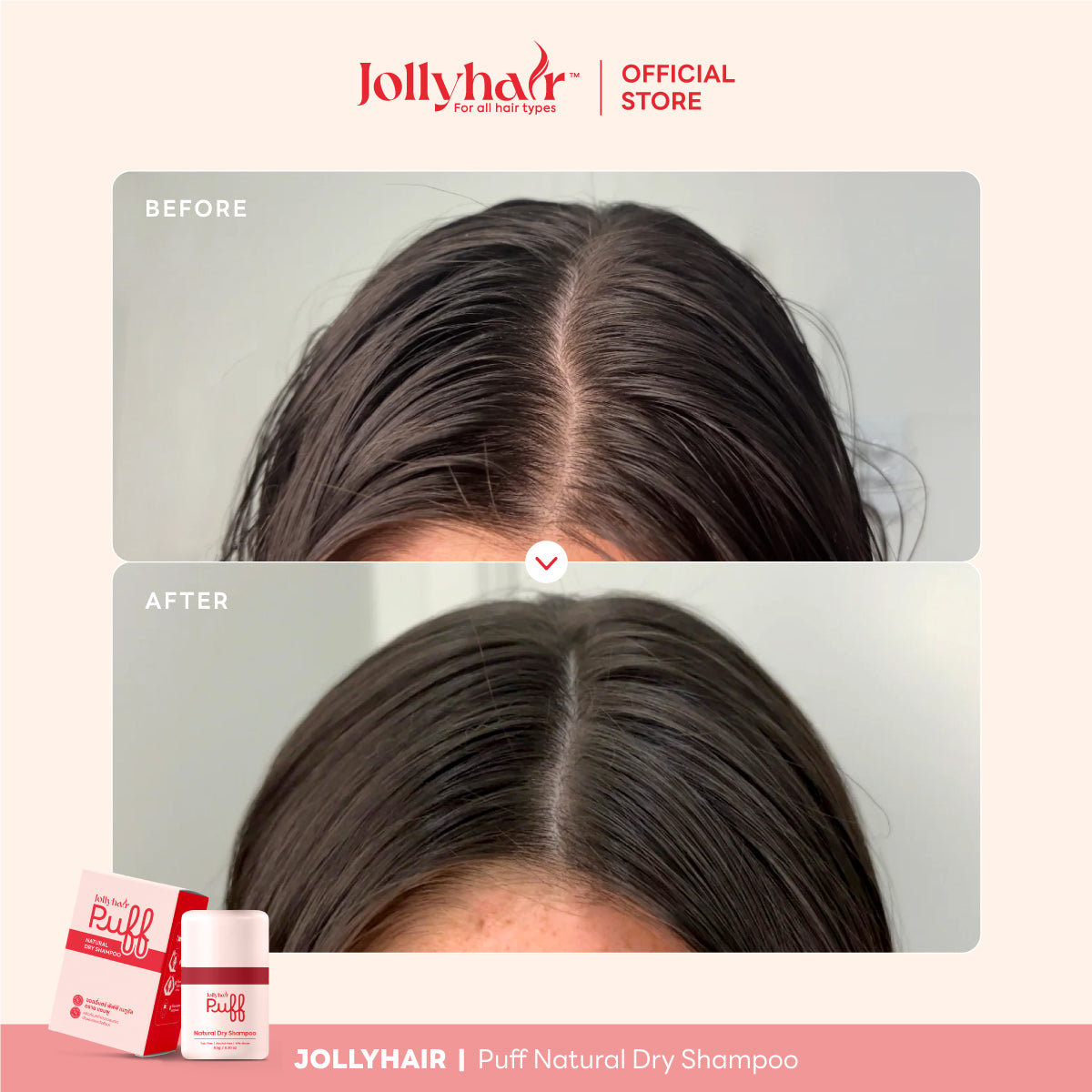 Jollyhair™ Puff Natural Dry Shampoo ดรายแชมพูขจัดความมัน สูตรผสมไบโอติน
